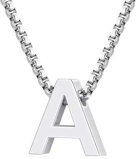 Initial A-Z Letter Necklace Gifts for Boys Men
