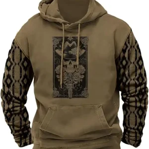 domirica Mens Western Aztec Cowboy Hoodie Fall