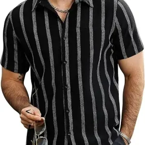 VATPAVE Mens Summer Striped Shirts Button